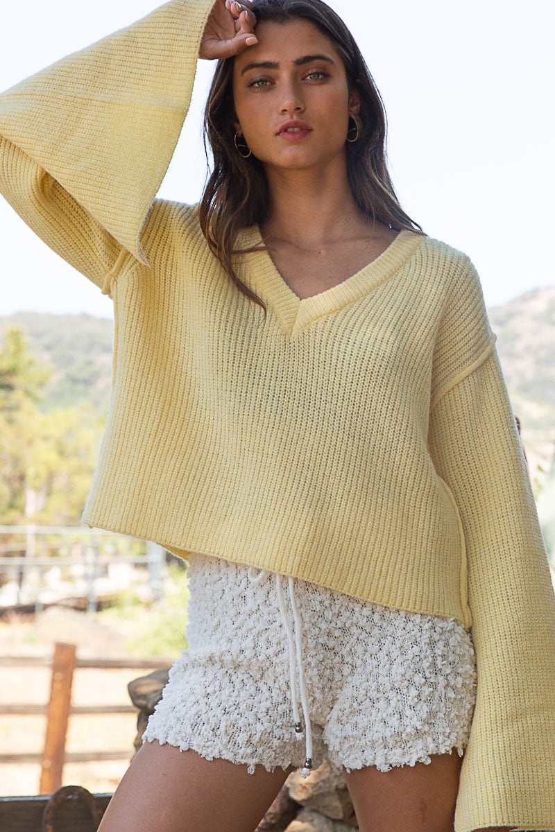 BABY YELLOW WIDE SLEEVE PULL OVER